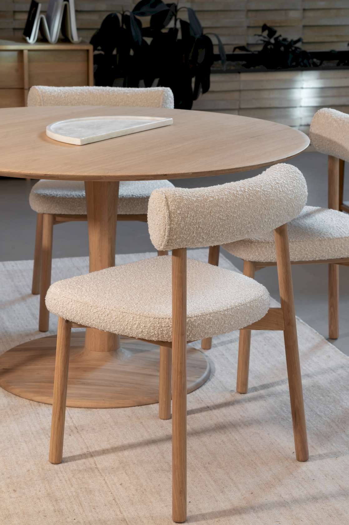 Orsen Dining Chair - Cream Boucle - White Oak - Set of 6 - Floor Stock