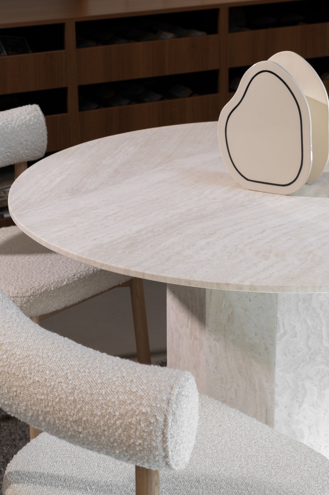 Drum Dining Table - Travertine - Floor Stock