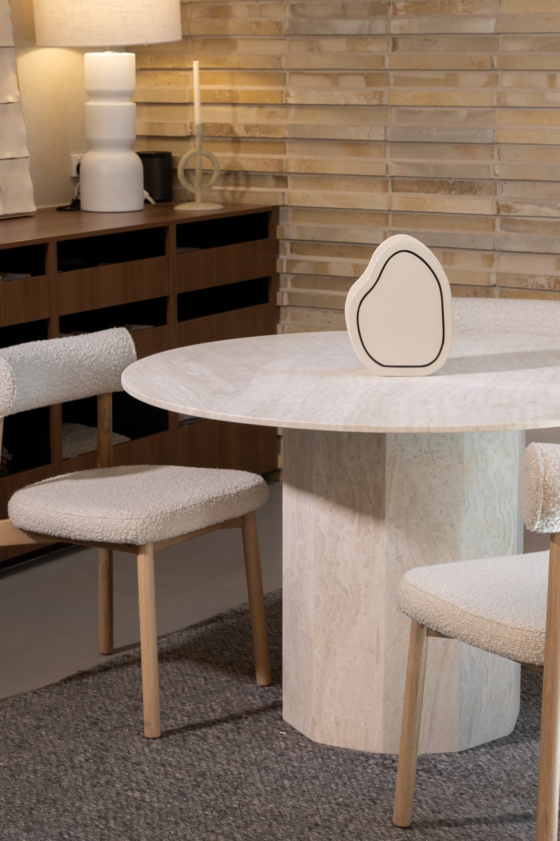 Drum Dining Table - Travertine - Floor Stock