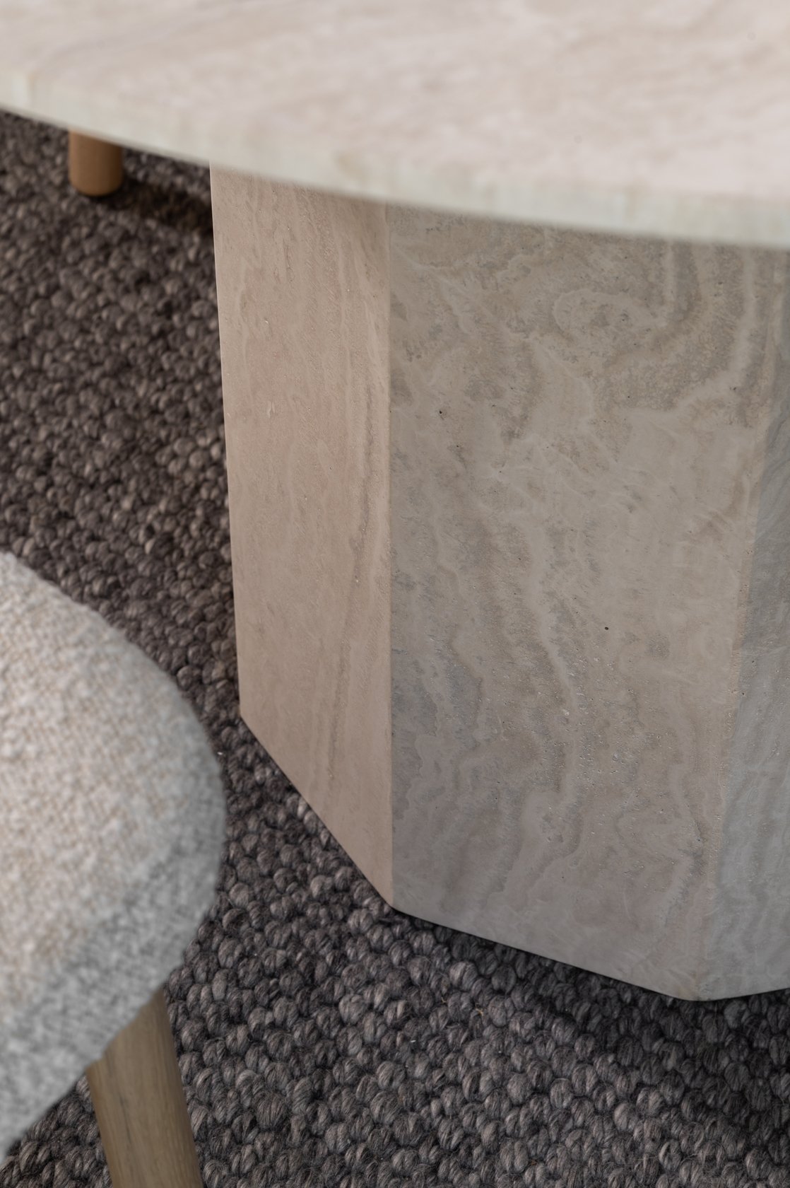 Drum Dining Table - Travertine - Floor Stock