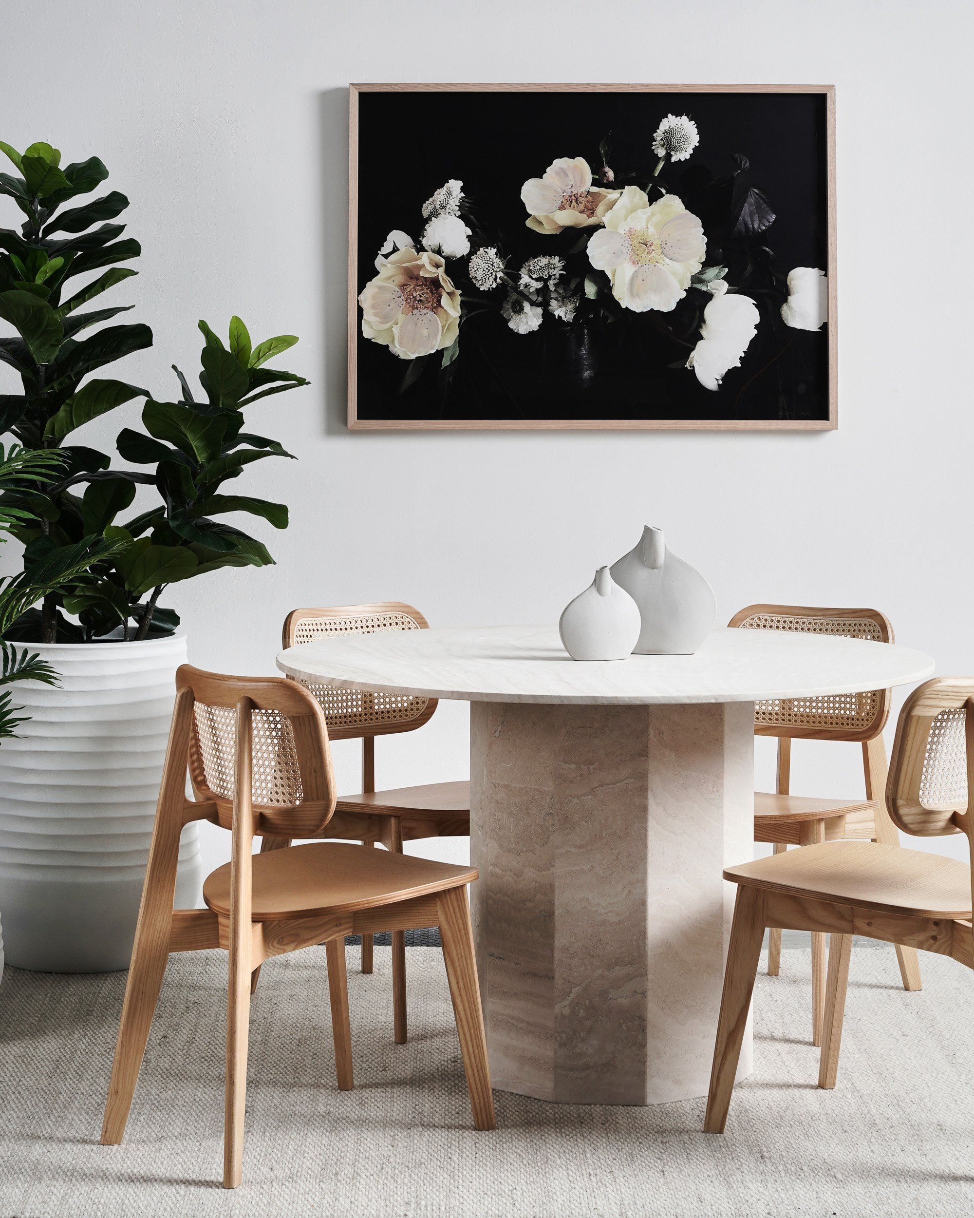 Drum Dining Table - Travertine - Floor Stock