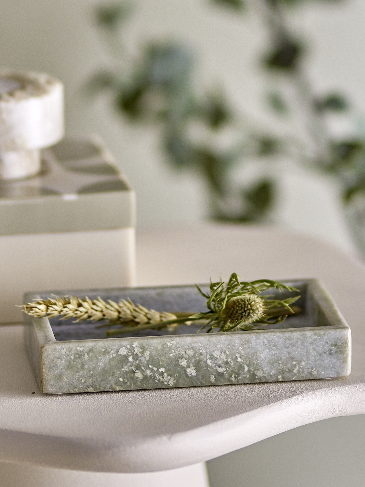 Majsa Marble Rectangular Tray - Green