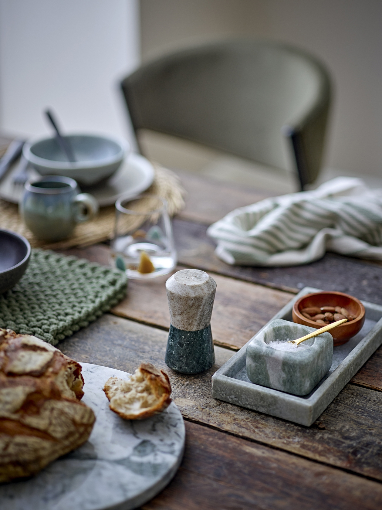 Majsa Marble Rectangular Tray - Green