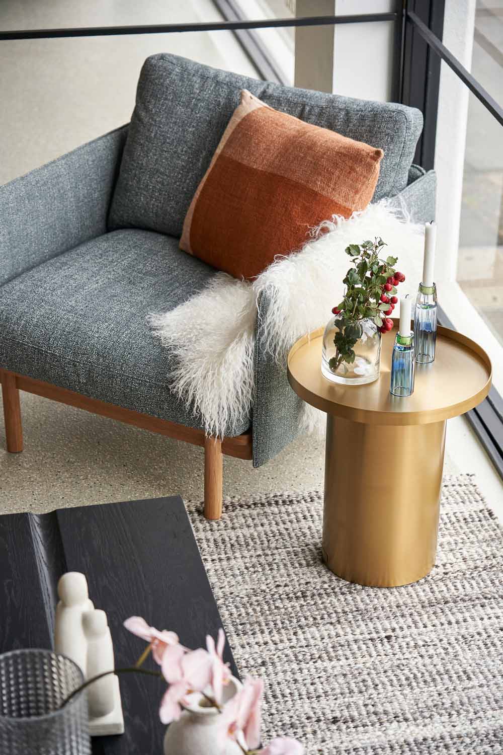 Pensive Fabric Lounge Chair - Diamond-West Lake 04 - Light Oak - Floor Stock