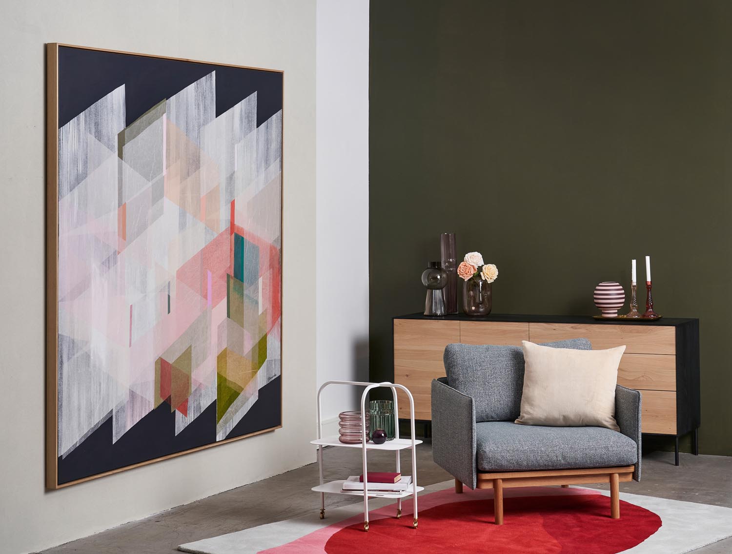 Pensive Fabric Lounge Chair - Diamond-West Lake 04 - Light Oak - Floor Stock