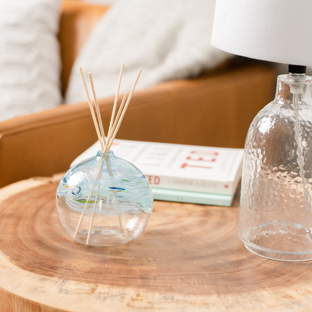 Air diffuser on a wooden table.