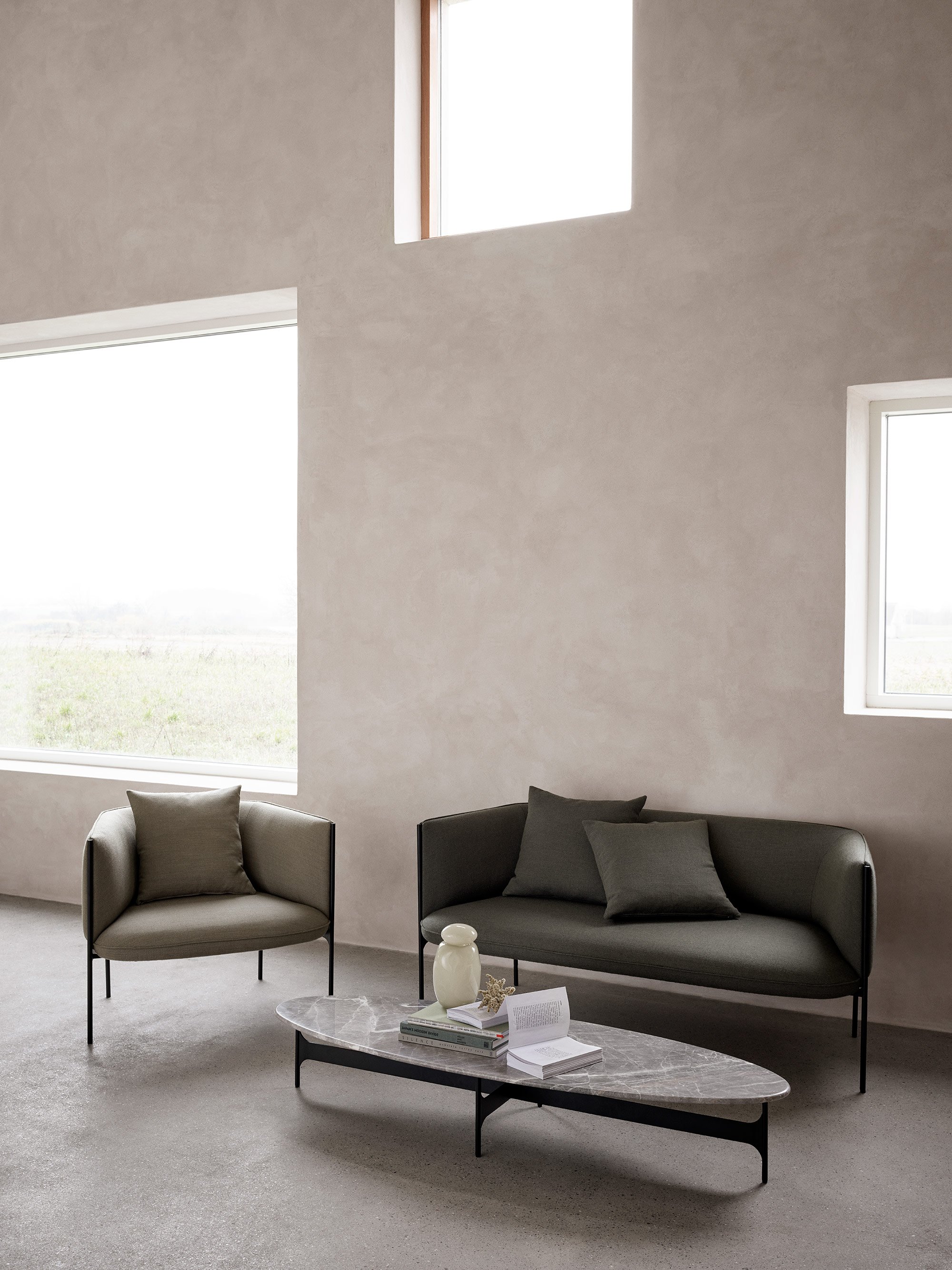 Floema Oval Coffee Table - Black Marble - Floor Stock