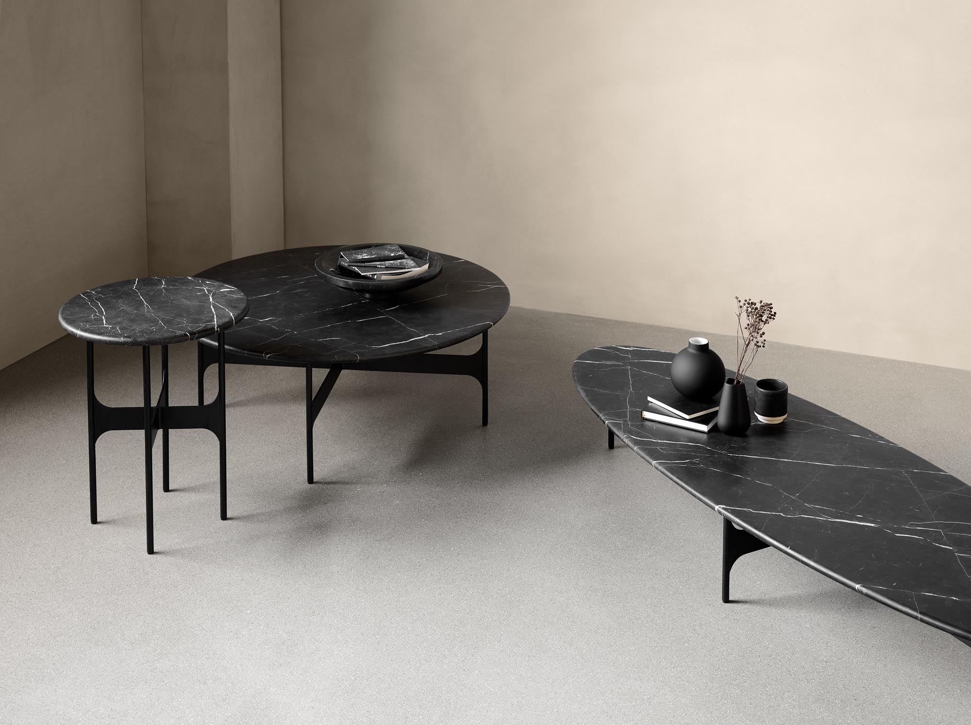 Floema Oval Coffee Table - Black Marble - Floor Stock