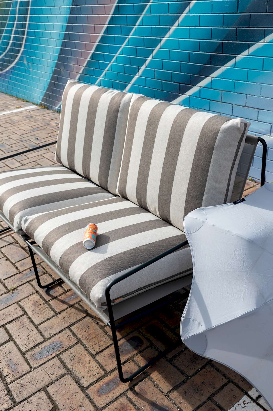 Desert Stripe 2 Seater Sofa - Black/Chocolate - Floor Stock