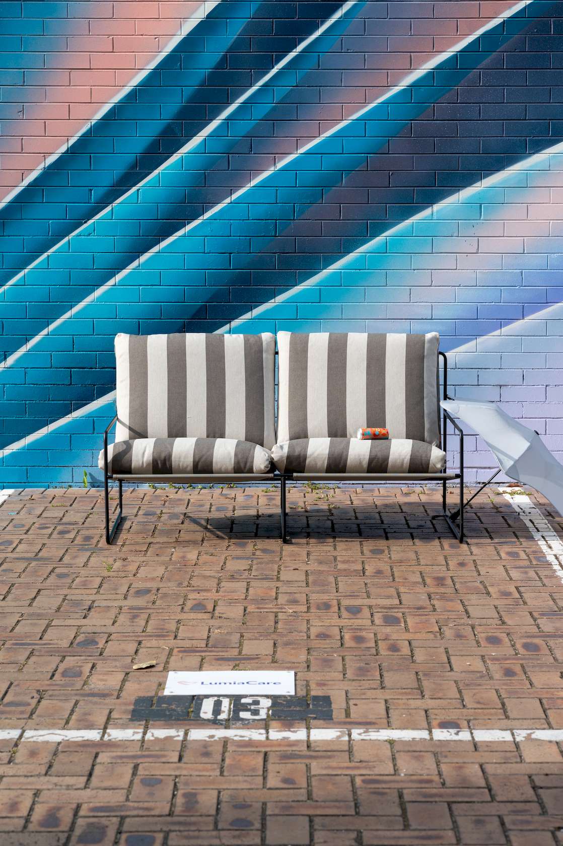 Desert Stripe 2 Seater Sofa - Black/Chocolate - Floor Stock