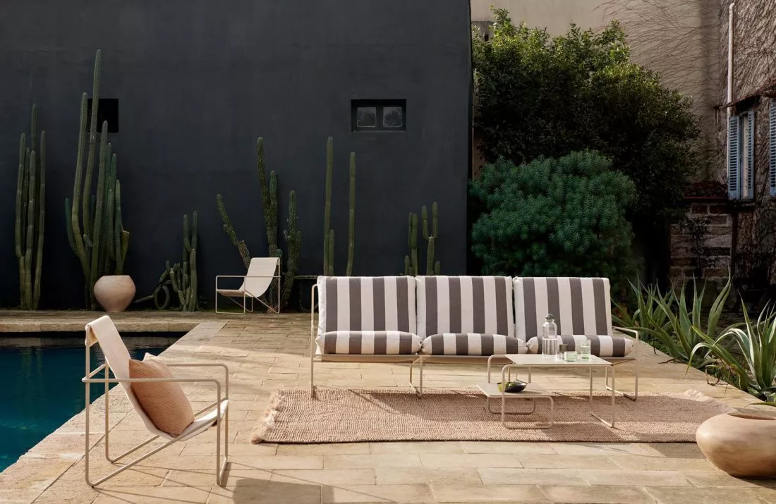 Desert Stripe 2 Seater Sofa - Black/Chocolate - Floor Stock