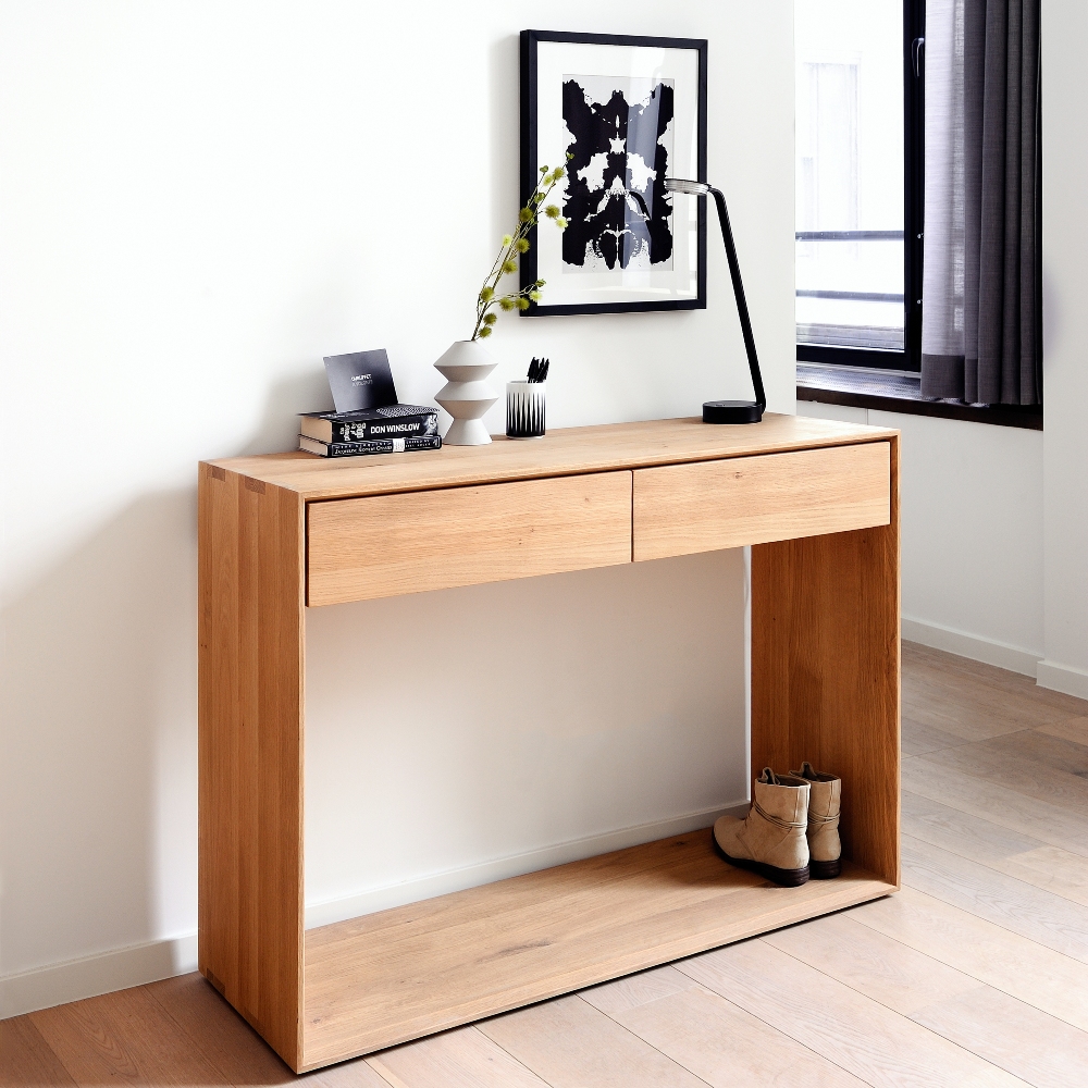 Ethnicraft Oak Nordic 2 Drawers Console - 1200mm - Natural Oak - Floor Stock