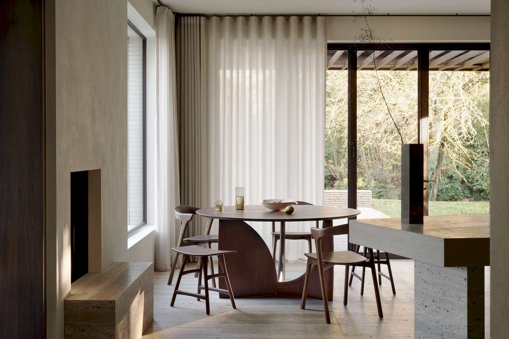 Ethnicraft Teak Geometric Round Dining Table - Brown - Floor Stock