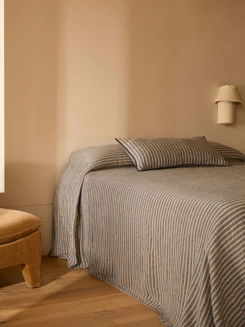 Ava Stripe Pure Linen Bedcover
