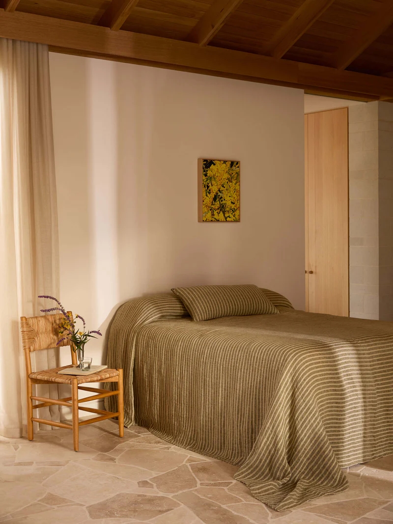 Ava Stripe Pure Linen Bedcover