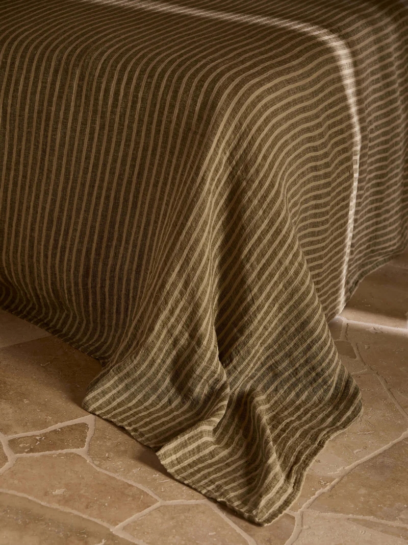 Ava Stripe Pure Linen Bedcover