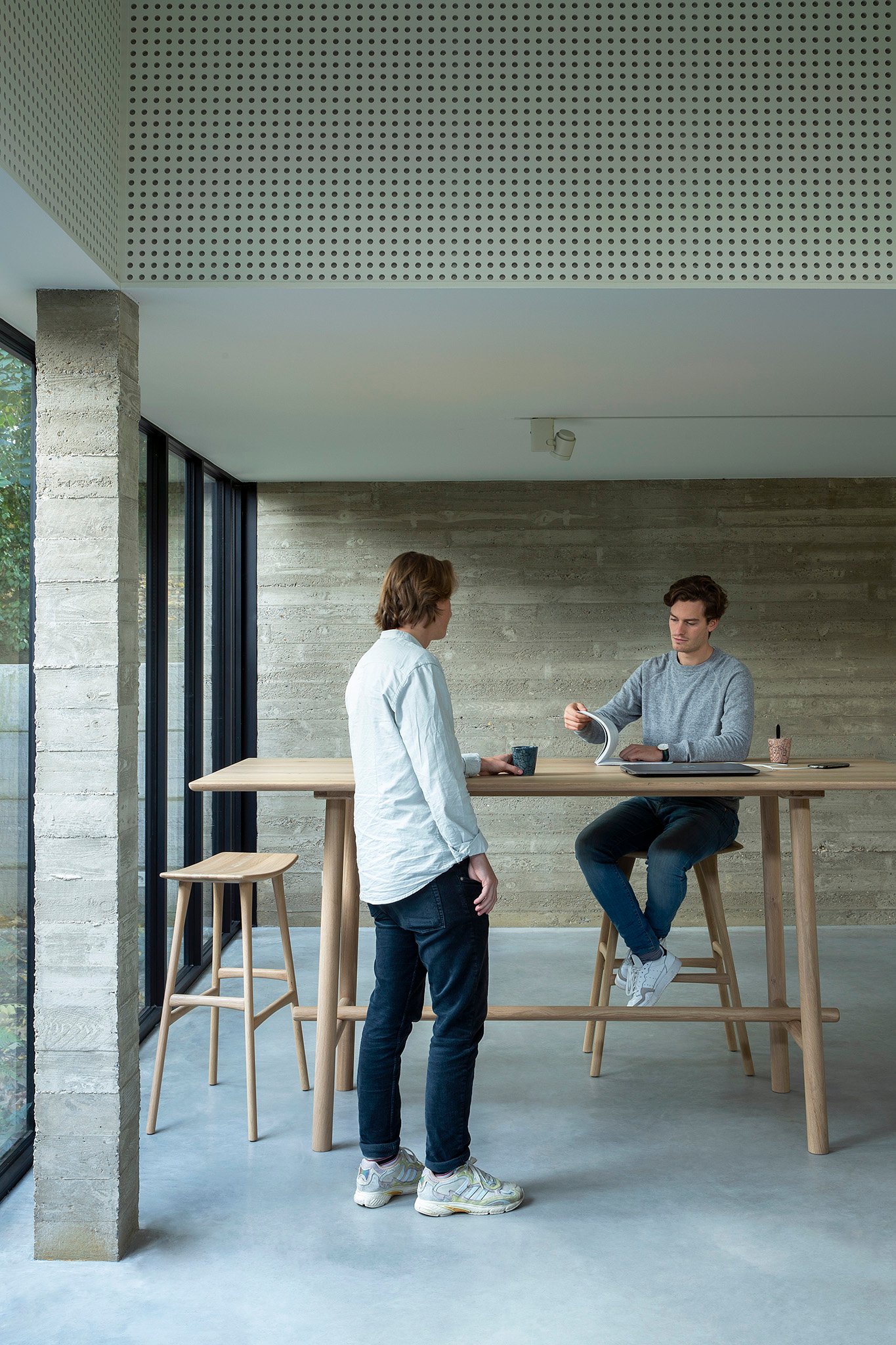Ethnicraft Oak Osso Bar Stool - Natural Oak - Floor Stock