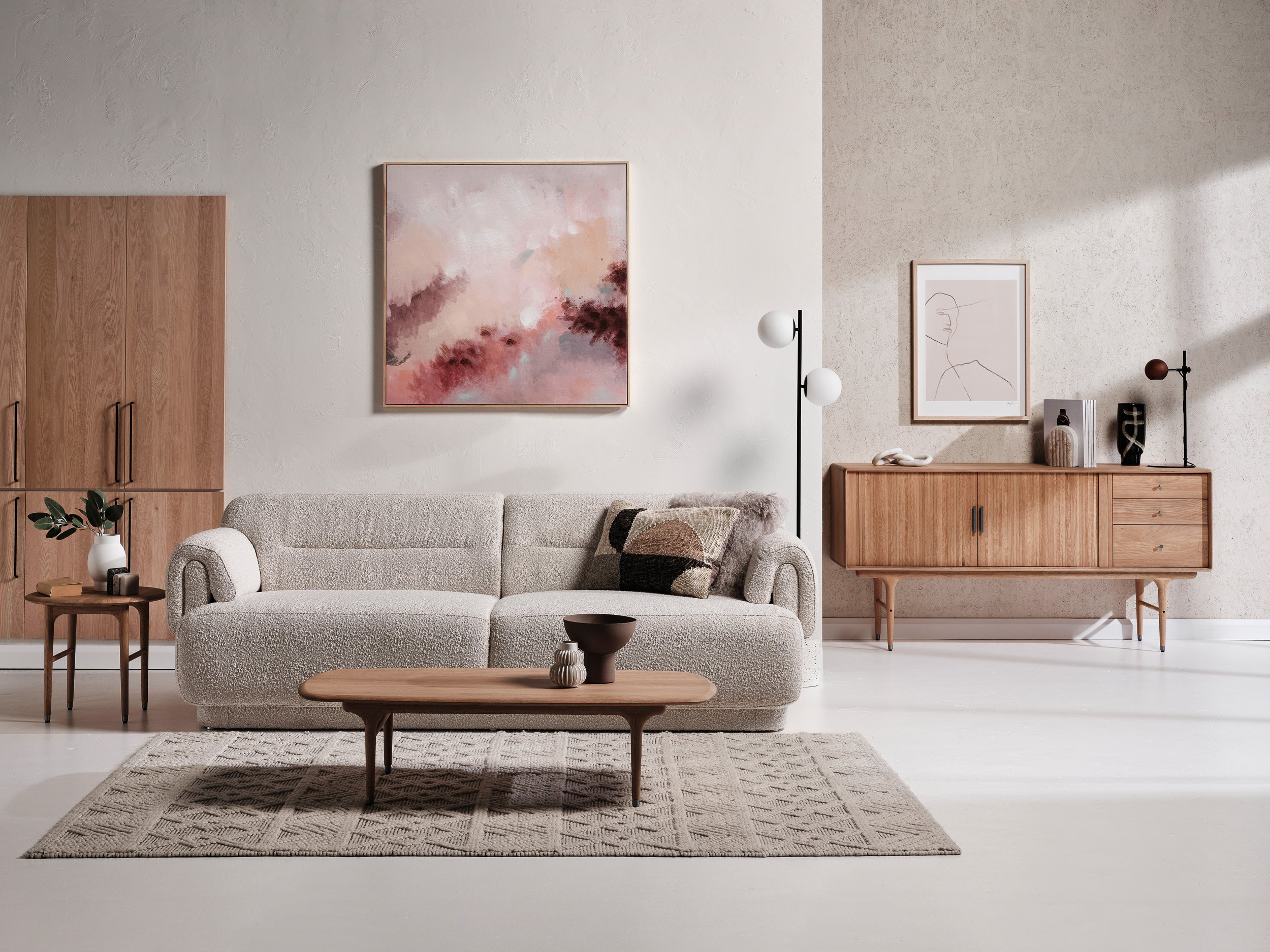 Hudson 3 Seater Sofa - Yarra Oreo Boucle - Floor Stock