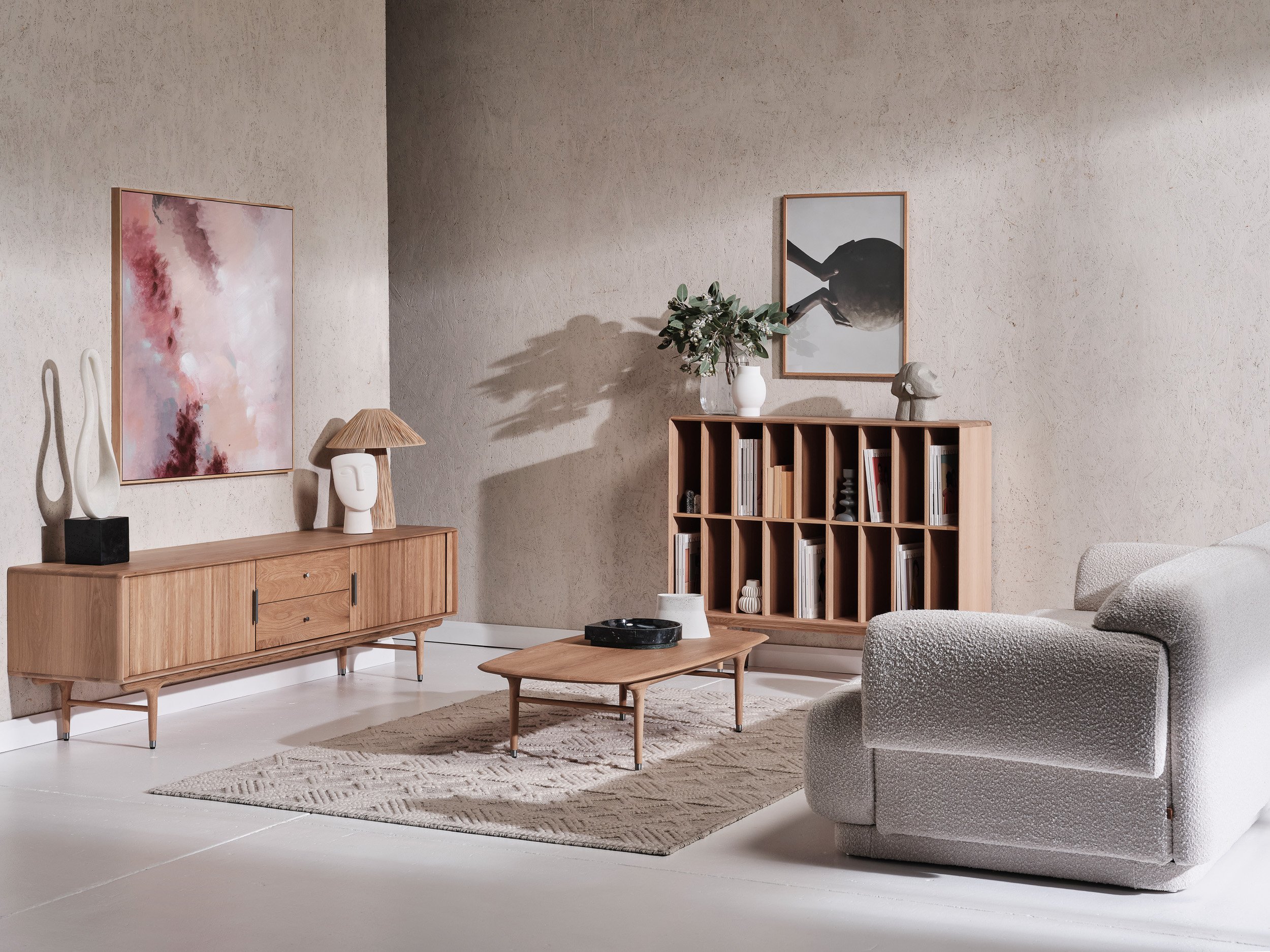 Hudson 3 Seater Sofa - Yarra Oreo Boucle - Floor Stock