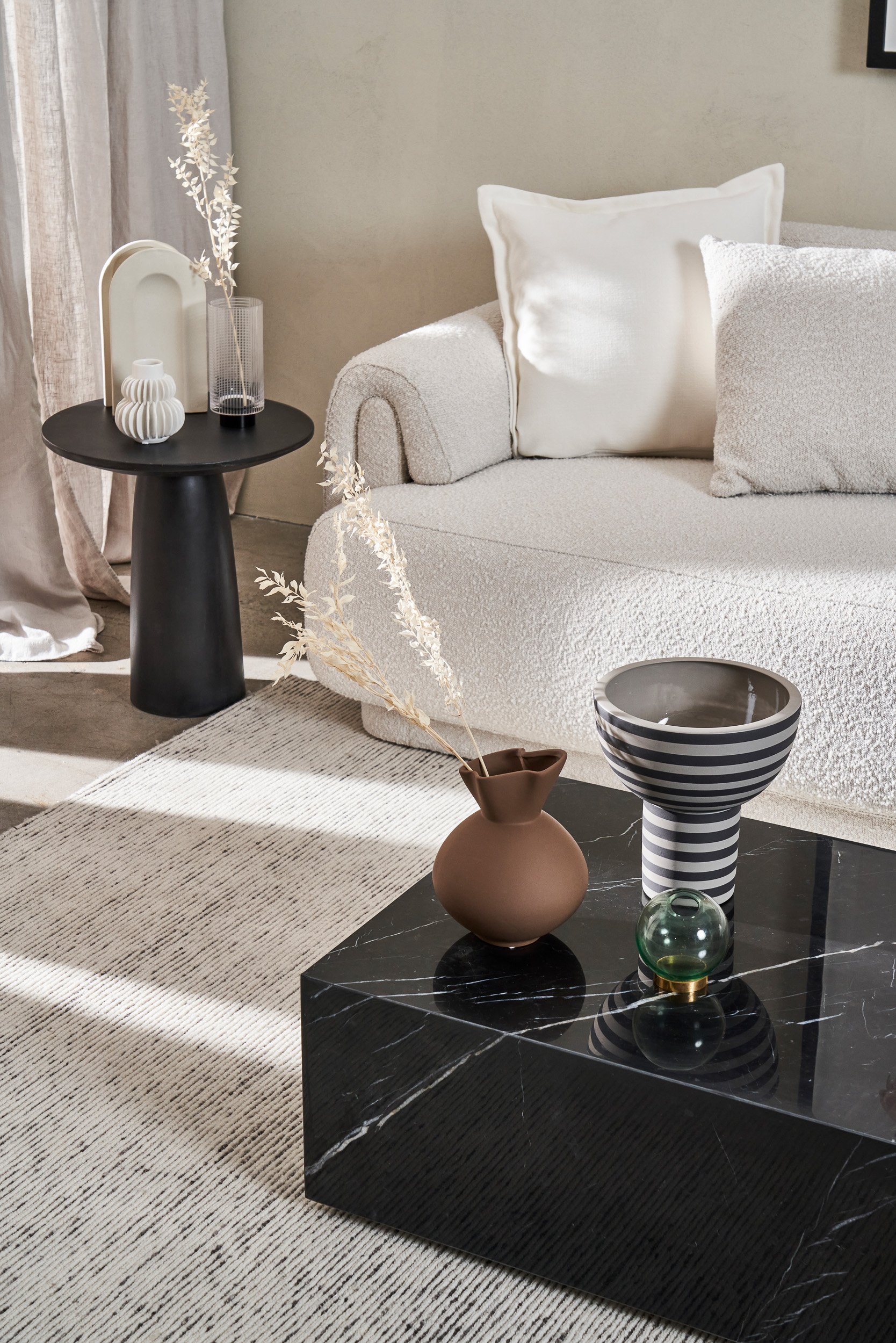 Hudson 3 Seater Sofa - Yarra Oreo Boucle - Floor Stock