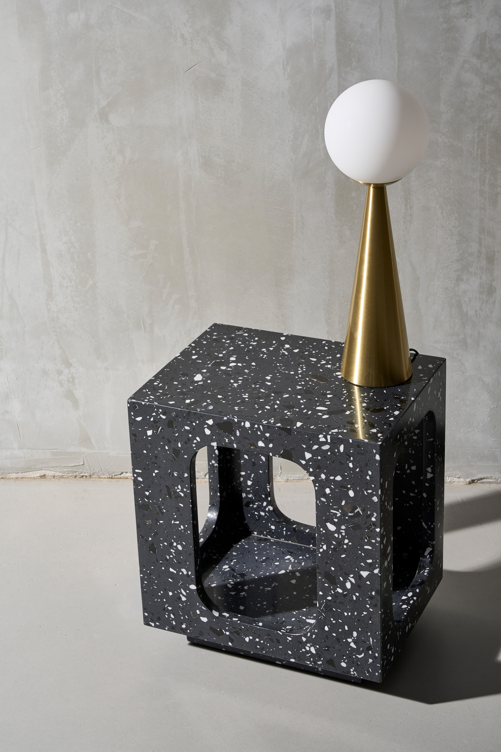 Oval Moon Side Table - Grey - Floor Stock