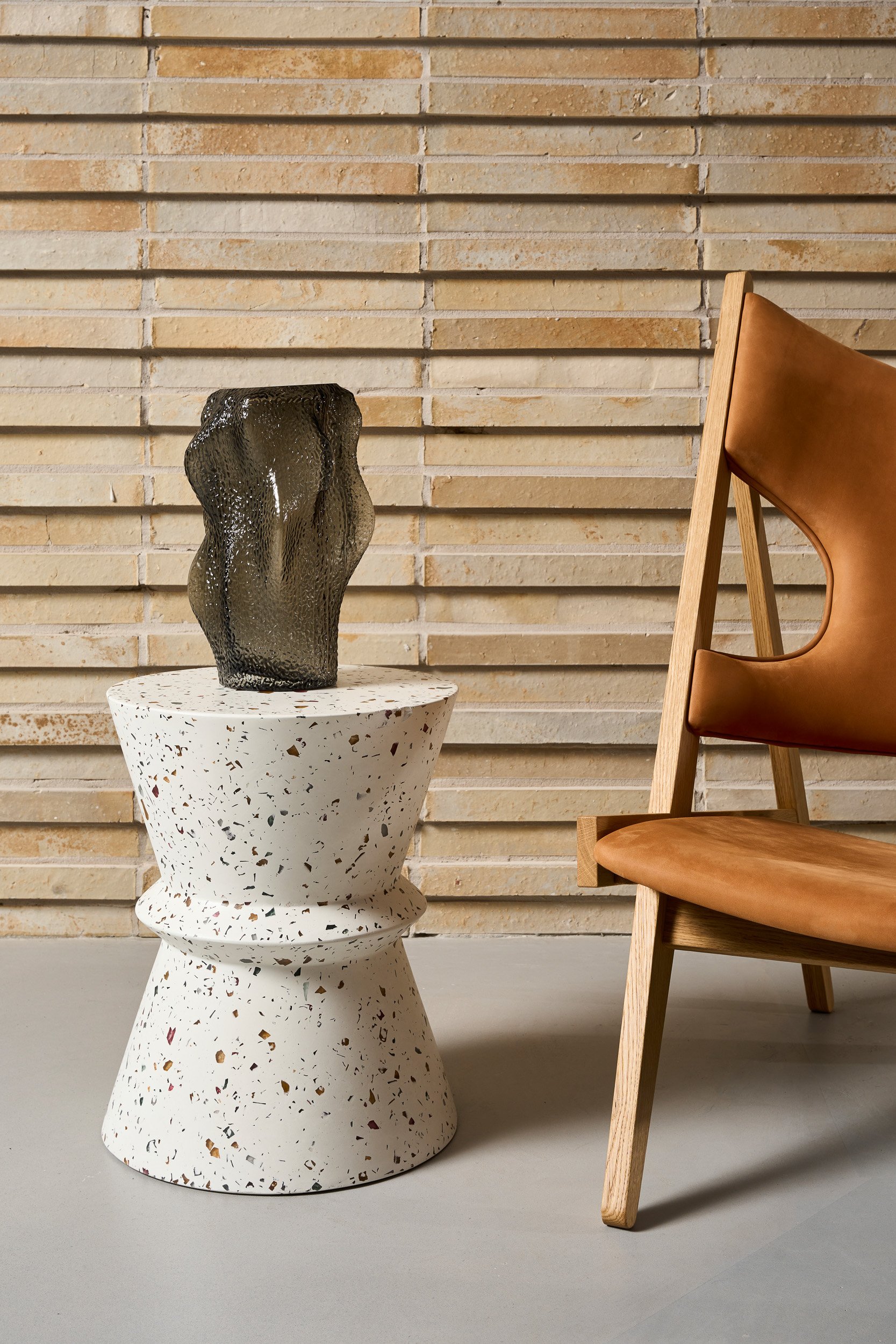 Lucy Round Stool/Side Table - White Concrete - Floor Stock