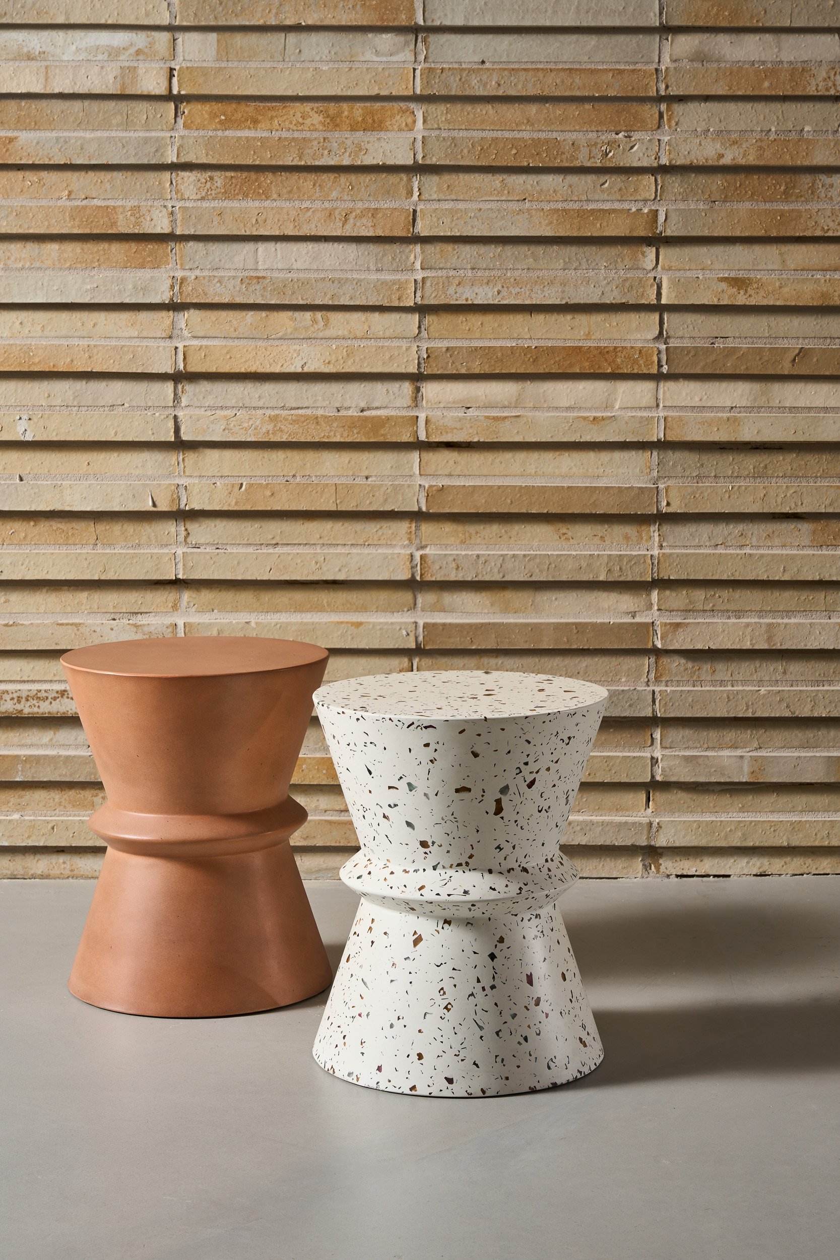 Lucy Round Stool/Side Table - White Concrete - Floor Stock