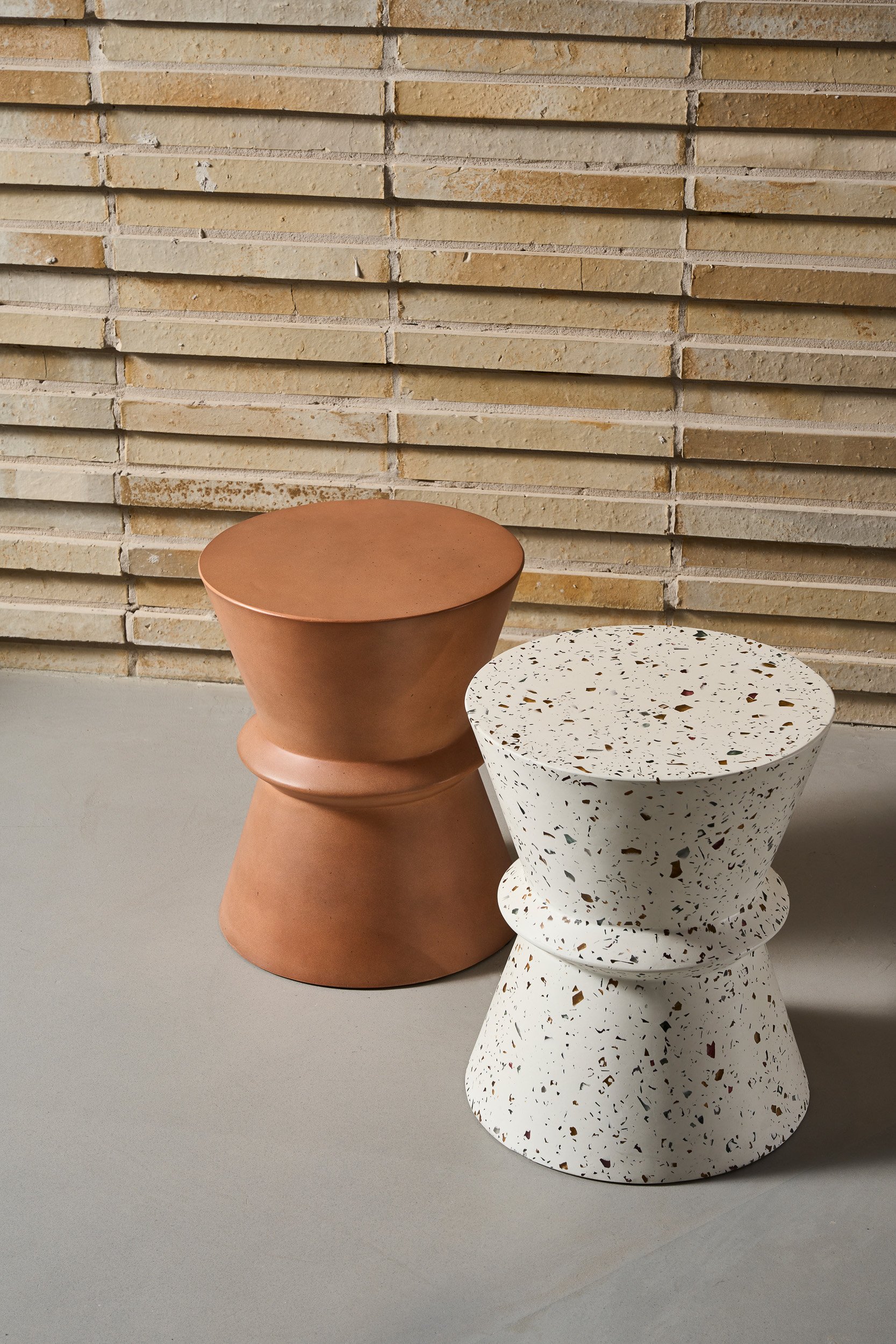 Lucy Round Stool/Side Table - White Concrete - Floor Stock