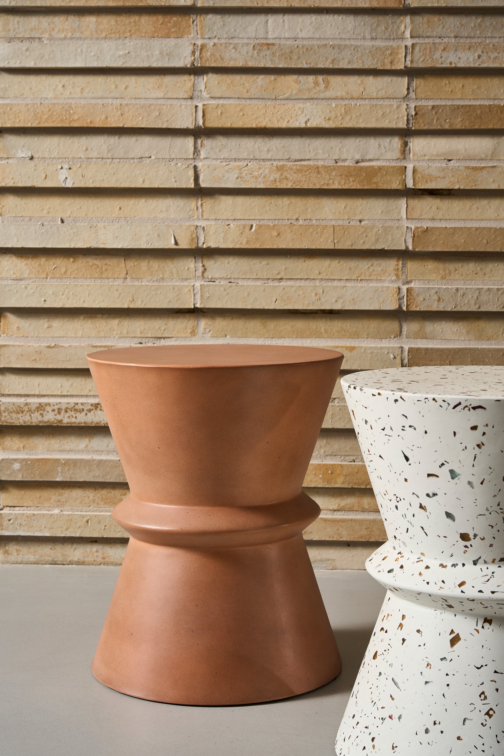 Lucy Round Stool/Side Table - White Concrete - Floor Stock