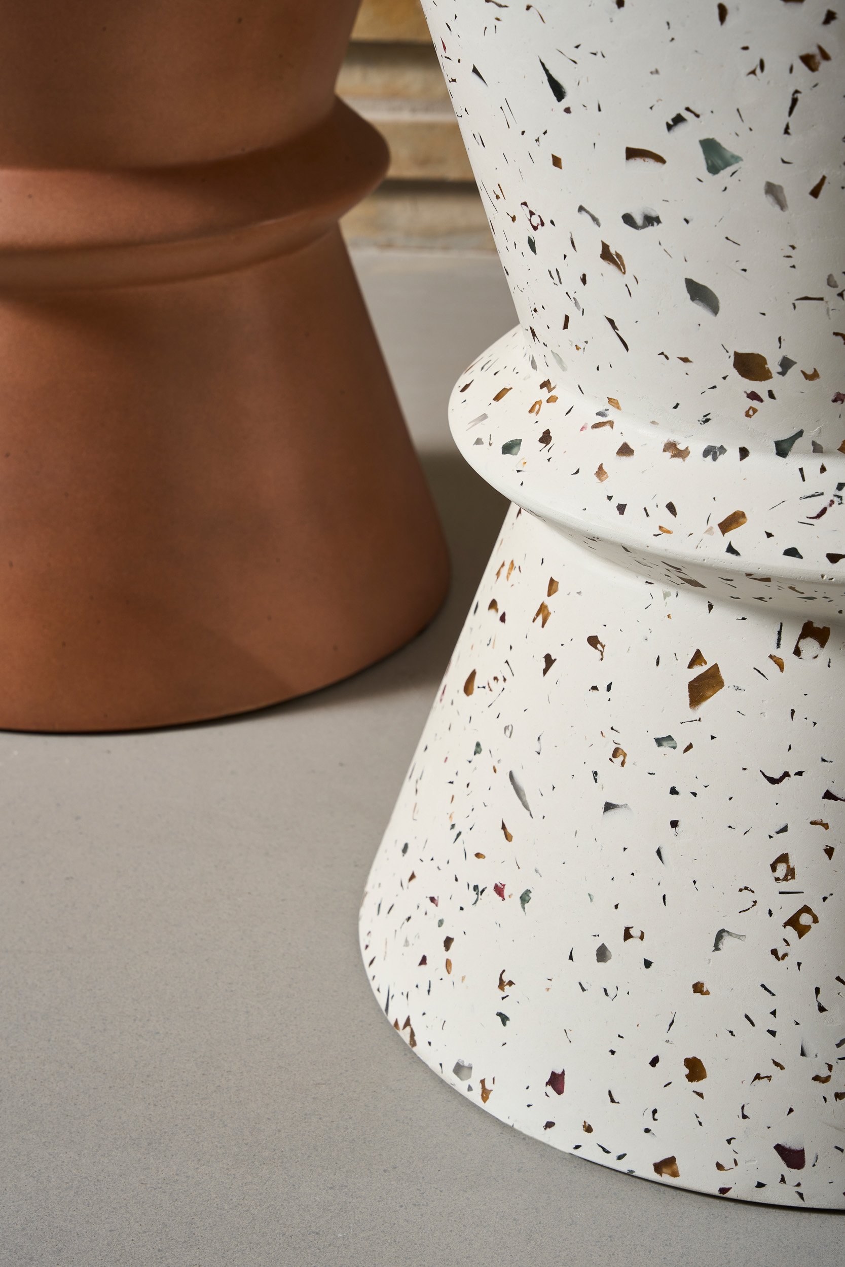 Lucy Round Stool/Side Table - White Concrete - Floor Stock