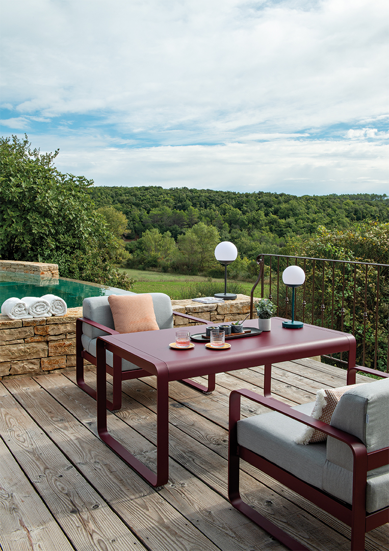 Fermob Bellevie Arm Chair - Flannel Grey - Acapulco Blue - Floor Stock