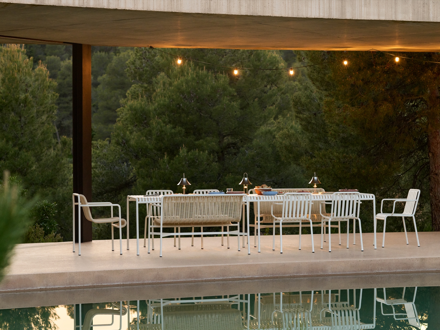 Palissade Cord Dining Bench with Armrest