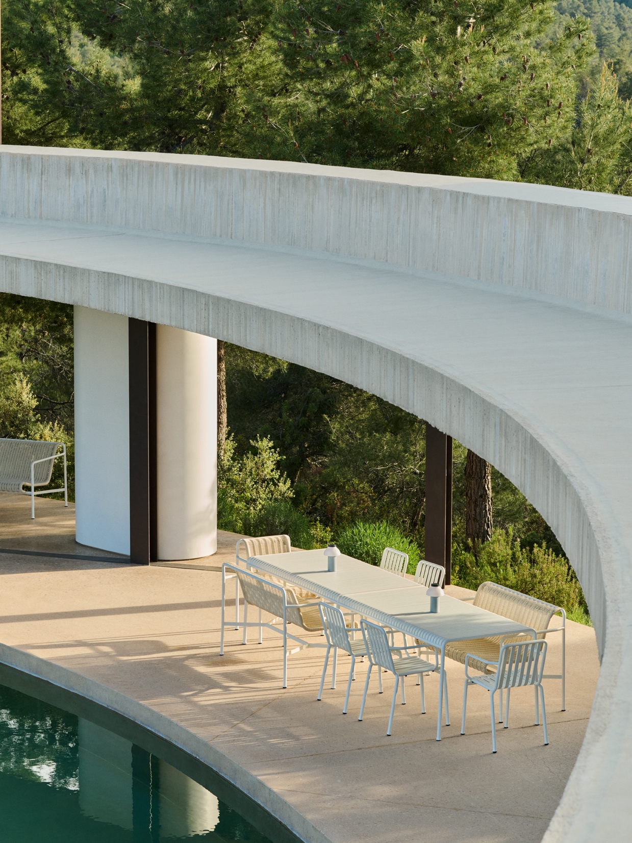 Palissade Cord Dining Bench with Armrest