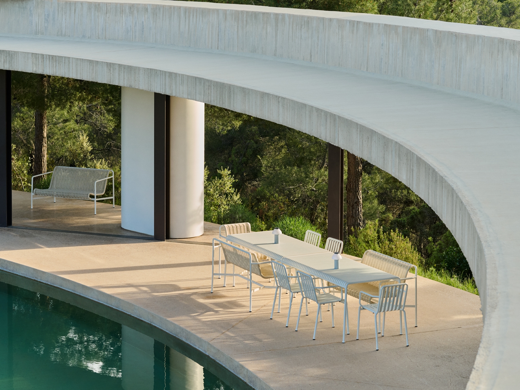 Palissade Cord Dining Bench with Armrest