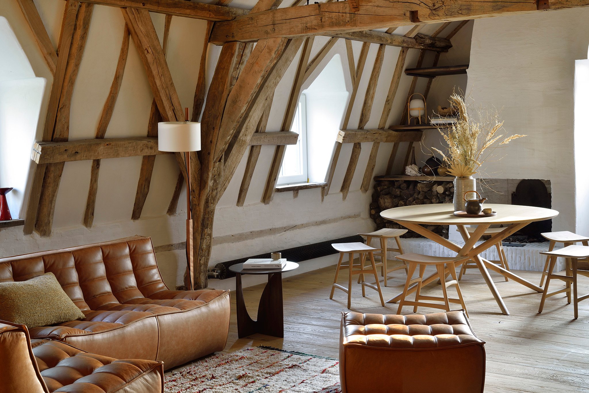 Ethnicraft N701 Footstool - Old Saddle - Floor Stock