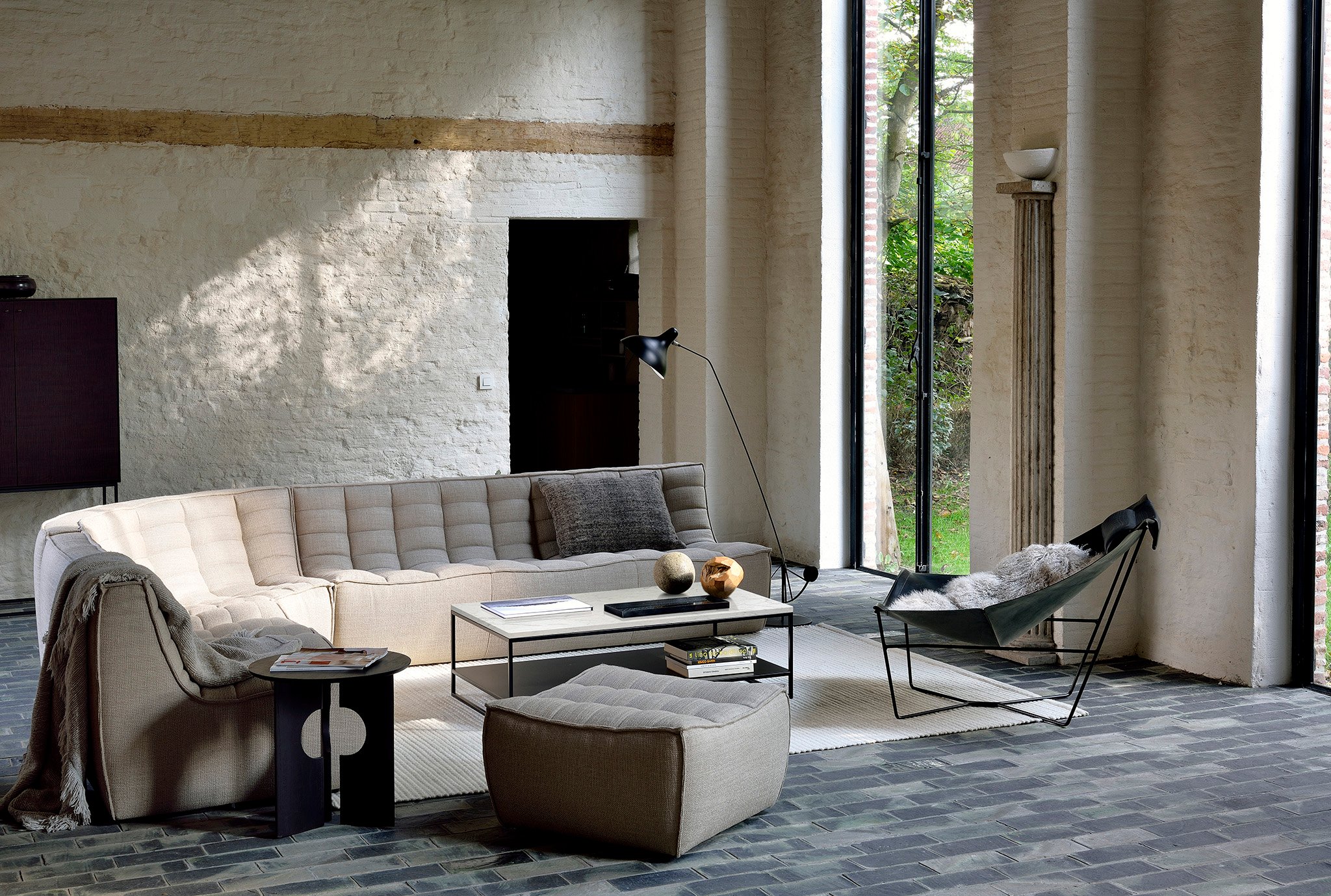 Ethnicraft N701 Footstool - Old Saddle - Floor Stock