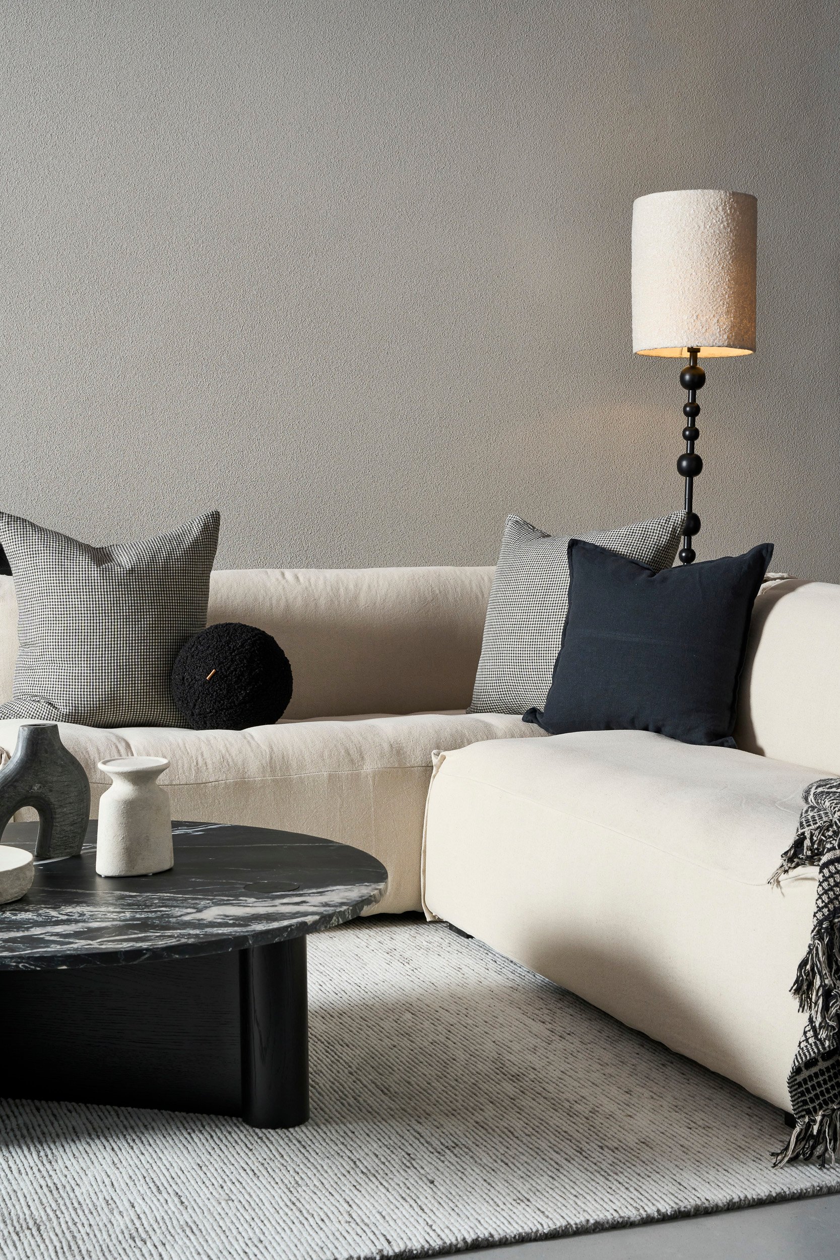 Pivot Round Marble Coffee Table - Light Oak - Bianco Carrara Marble - Floor Stock