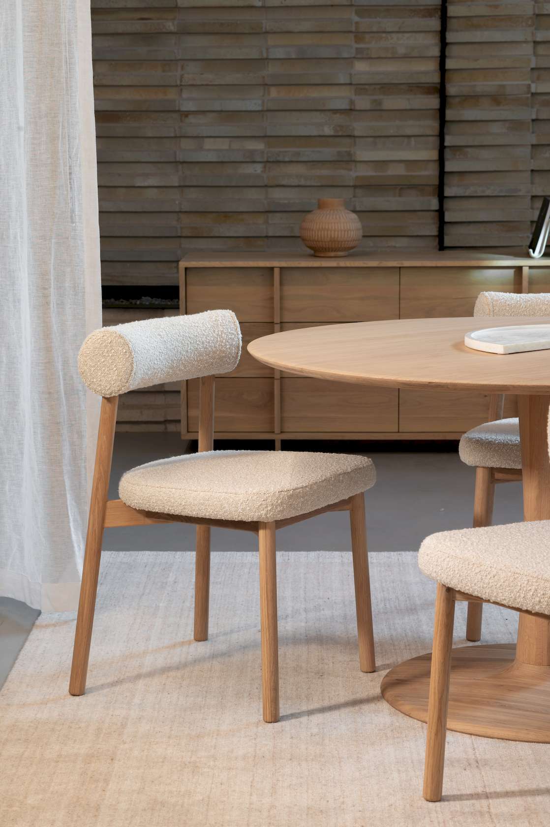 Orsen Dining Chair - White Oak/Cream Boucle - Floor Stock