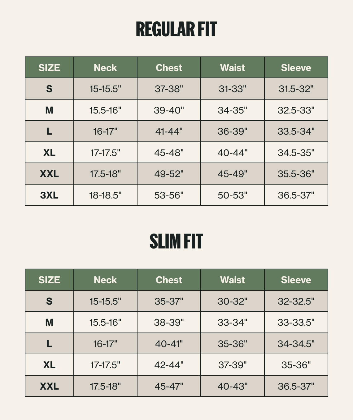 Size chart
