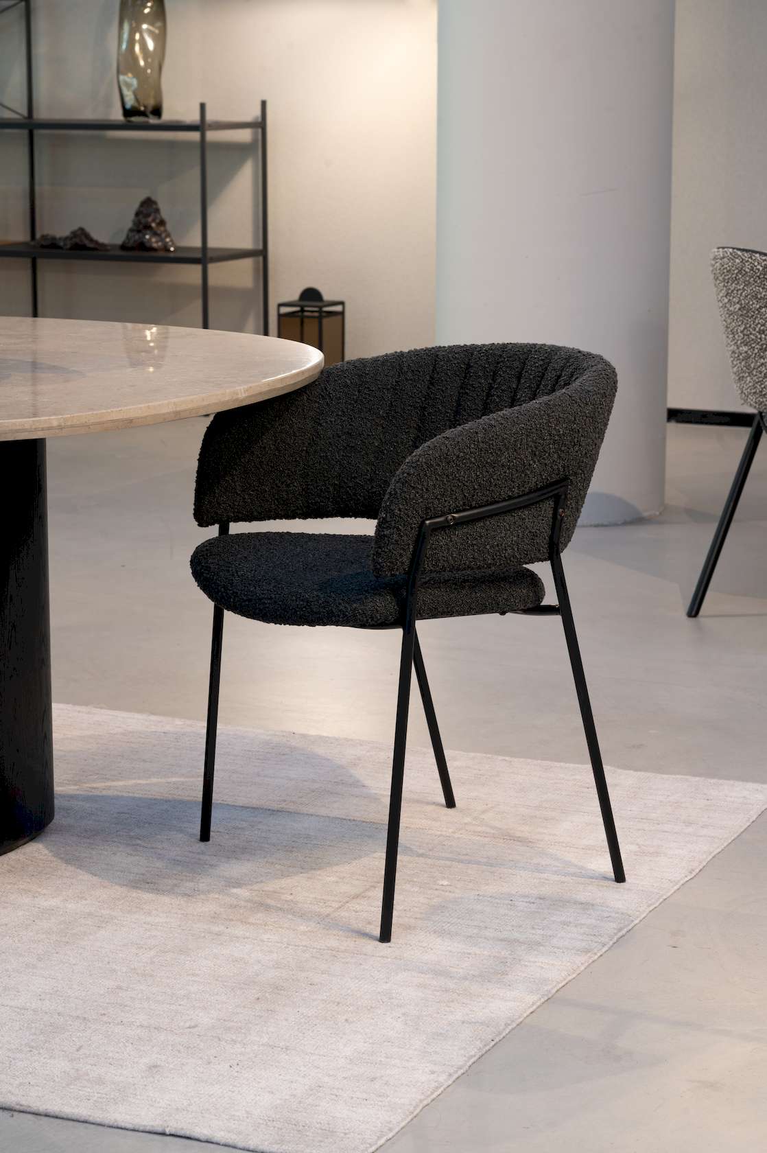 Emily Arm Chair - Black Boucle - Floor Stock