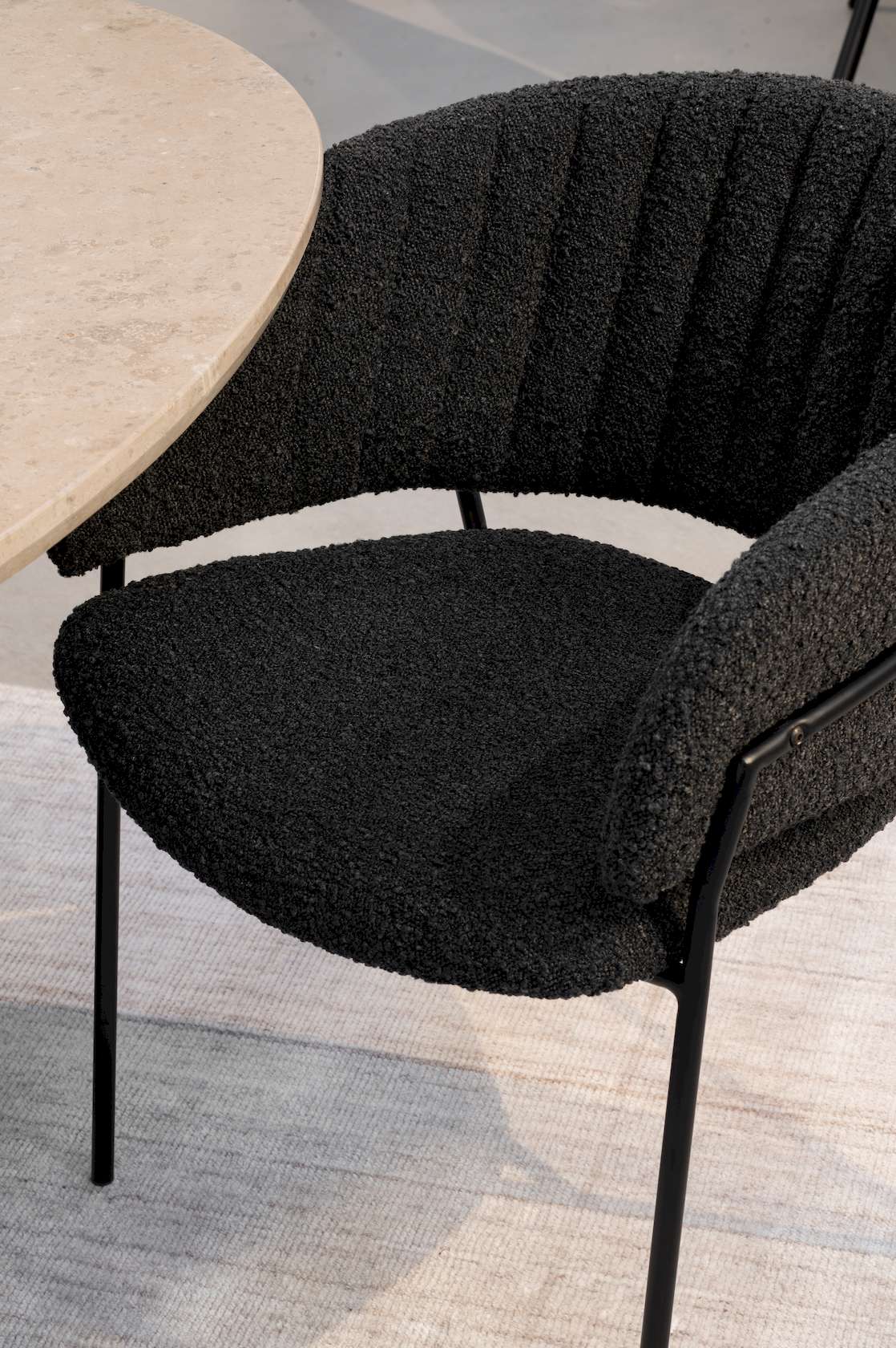 Emily Arm Chair - Black Boucle - Floor Stock