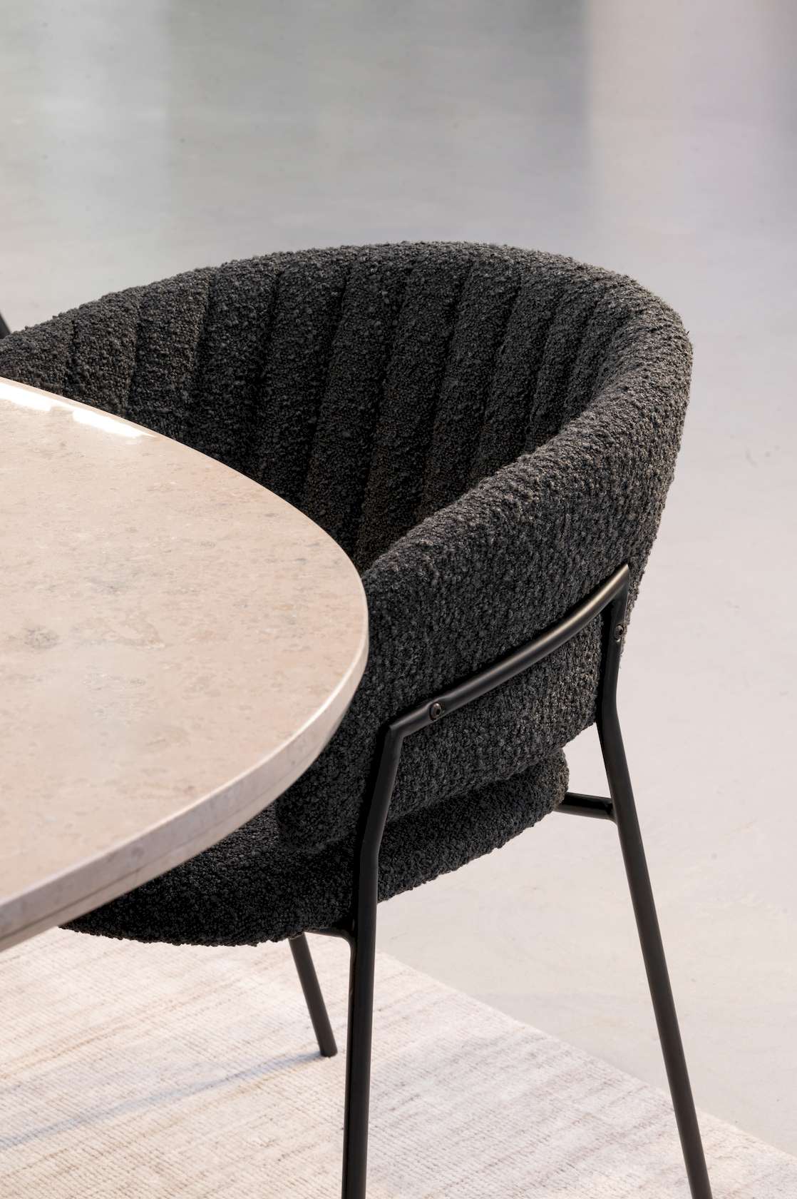 Emily Arm Chair - Black Boucle - Floor Stock