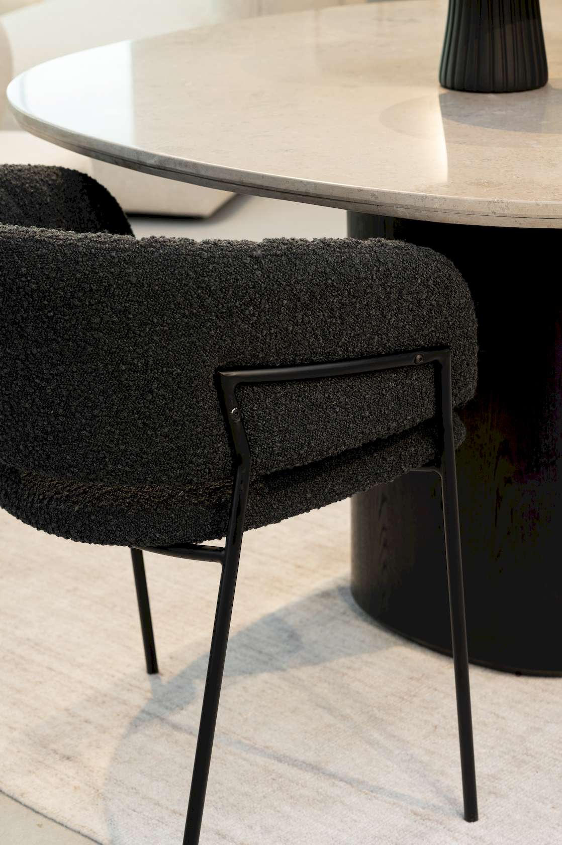 Emily Arm Chair - Black Boucle - Floor Stock