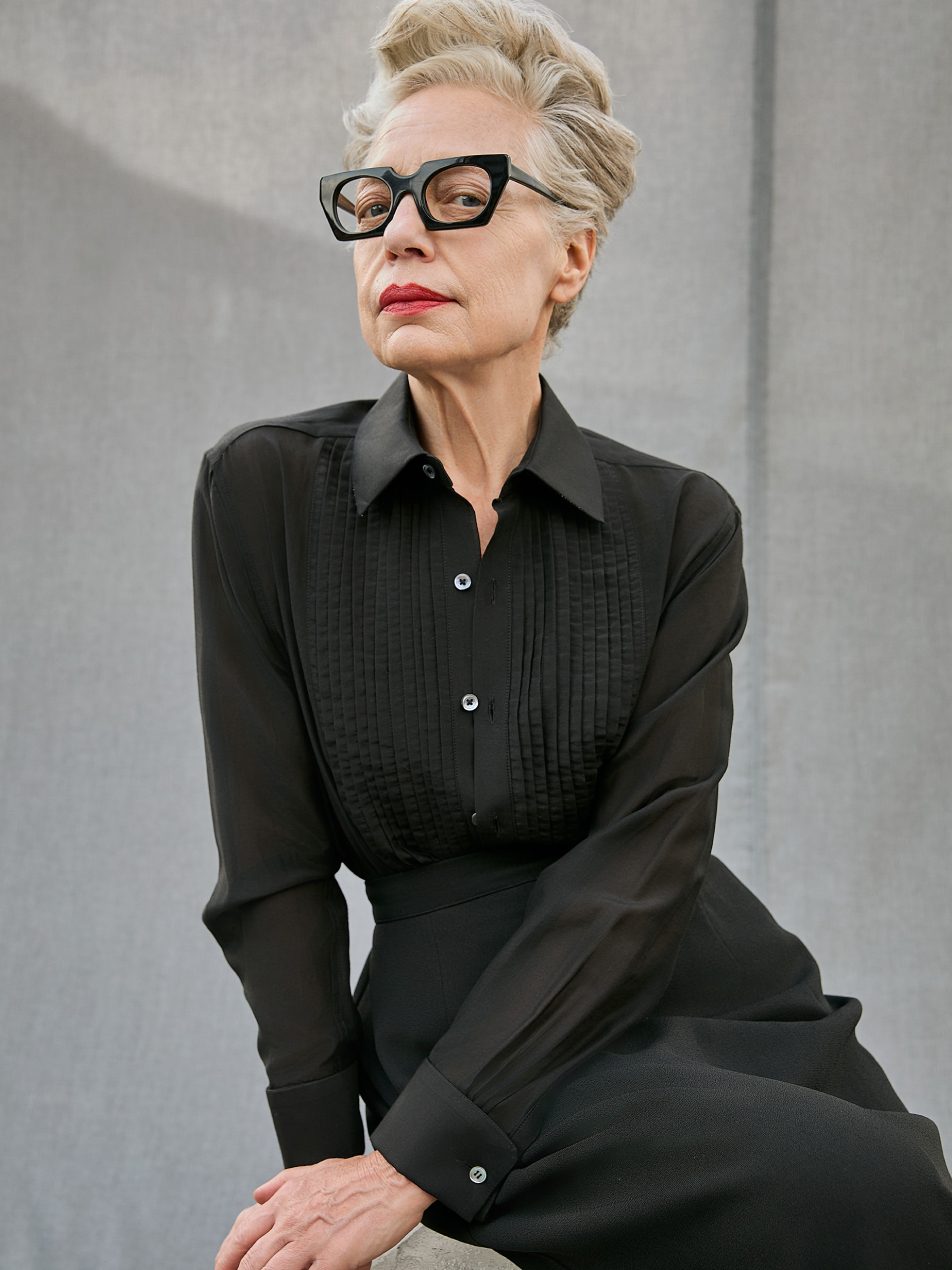 The Tuxedo Shirt (Shadow Black Sheer Silk Cotton)