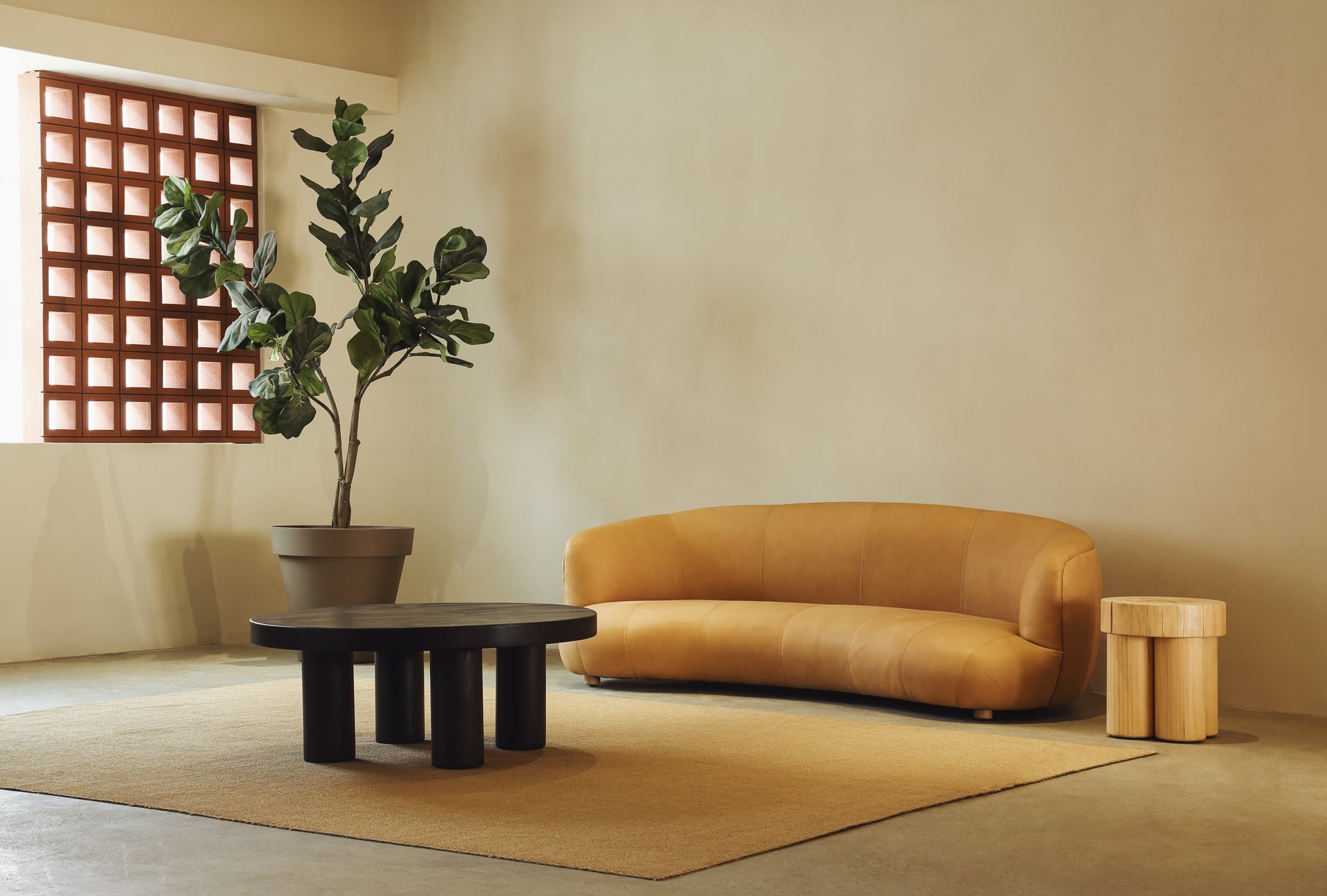 Tribecca 4 Seater Sofa - Latte Leather - Floor Stock