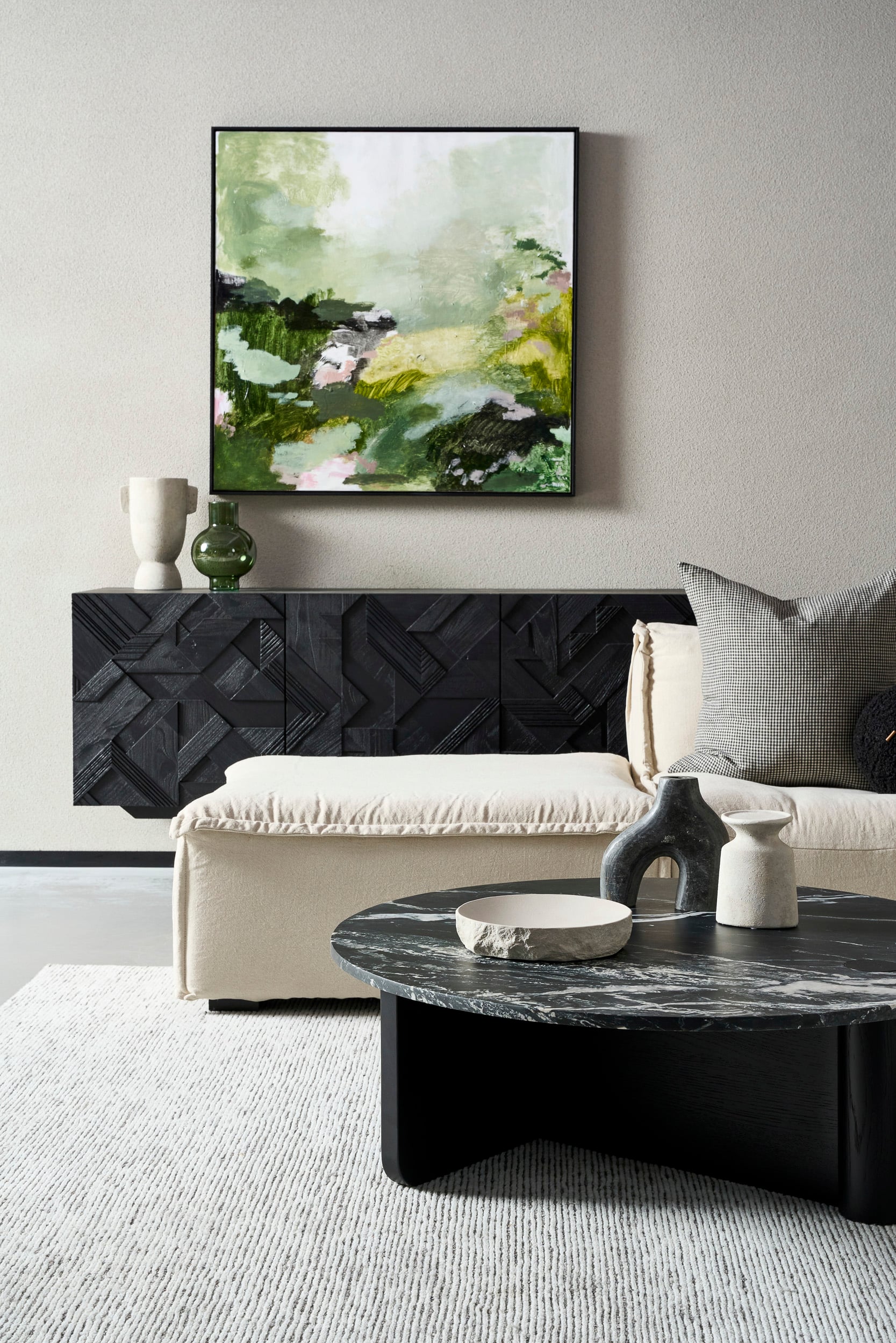 Pivot Round Marble Coffee Table - Light Oak - Bianco Carrara Marble - Floor Stock