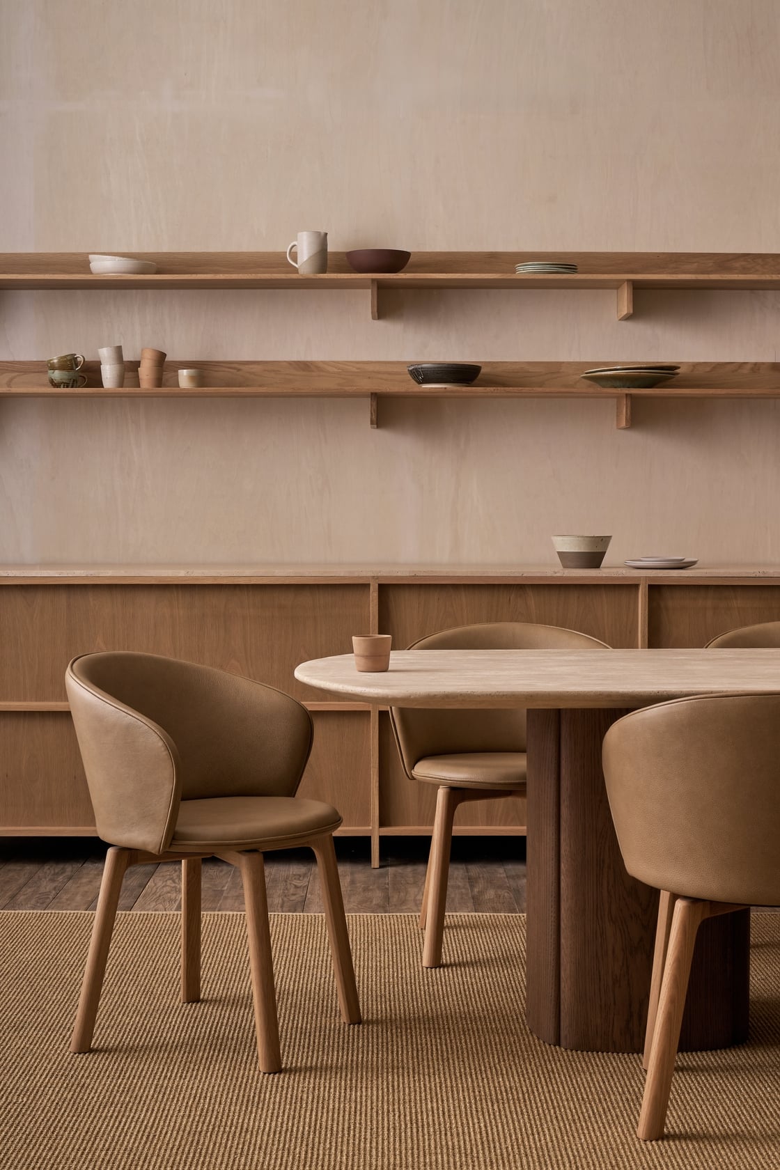 Glide Dining Chair - Light Oak - Pecan-Alabama 003 - Set of 6 - Floor Stock