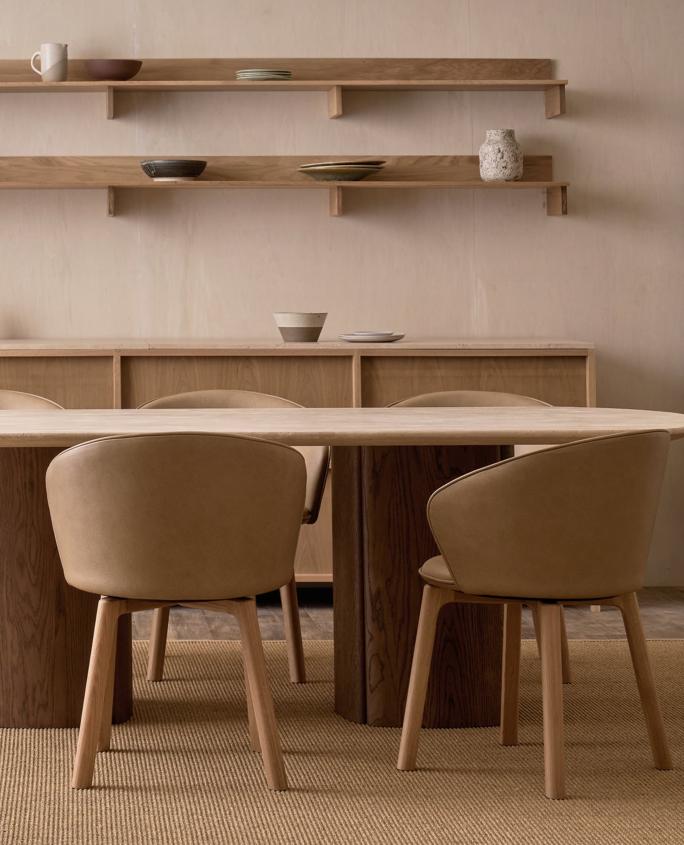 Glide Dining Chair - Light Oak - Pecan-Alabama 003 - Set of 6 - Floor Stock