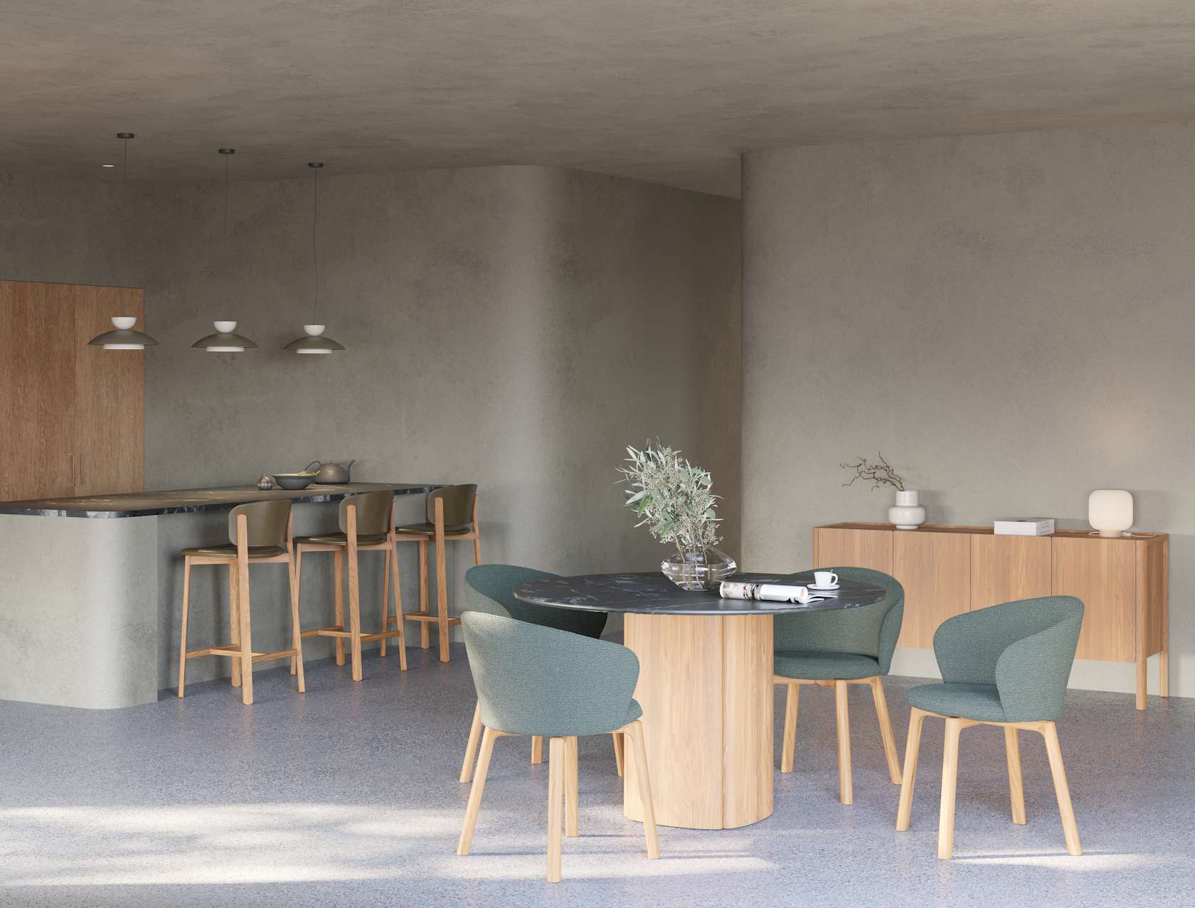 Glide Dining Chair - Light Oak - Pecan-Alabama 003 - Set of 6 - Floor Stock