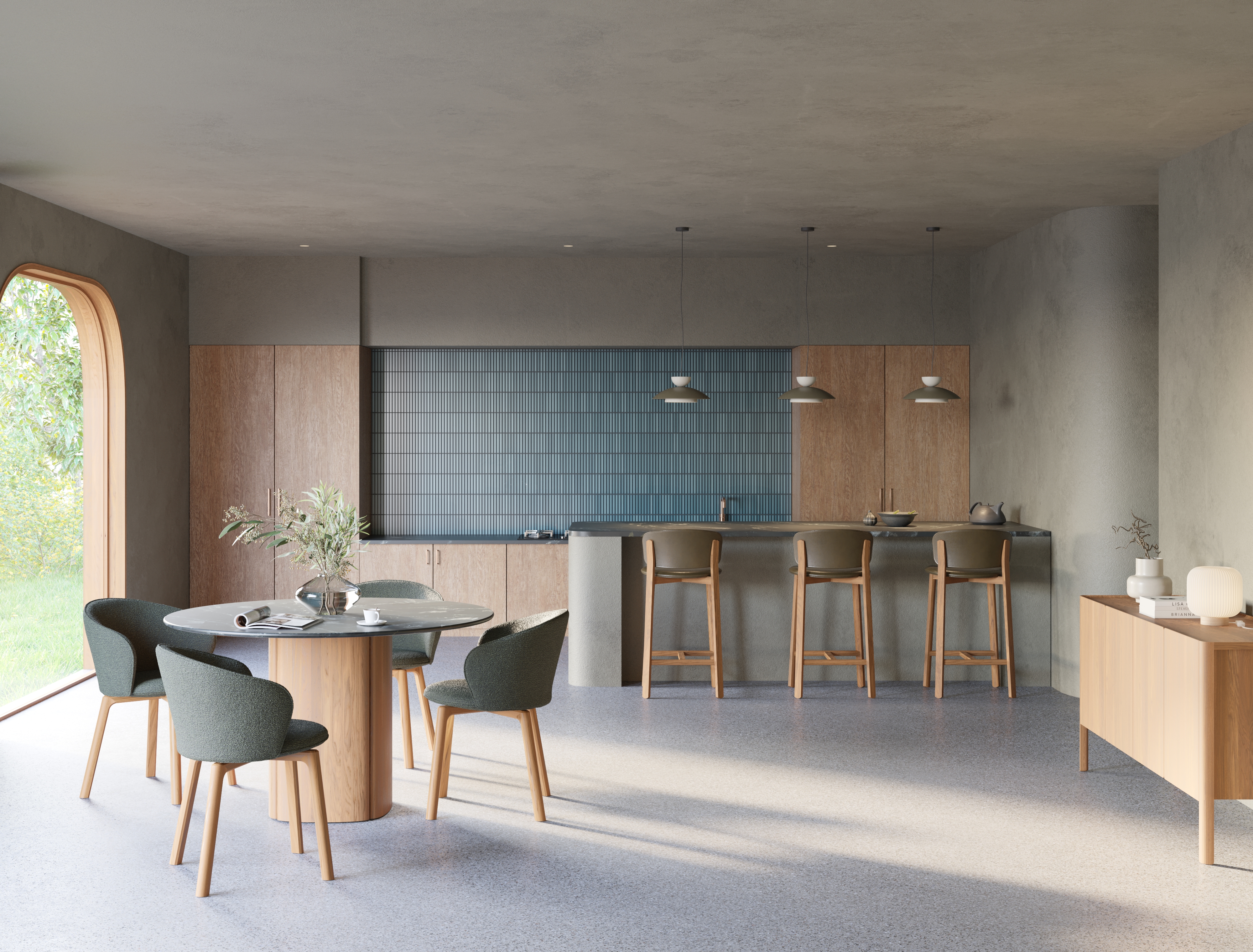 Glide Dining Chair - Light Oak - Pecan-Alabama 003 - Set of 6 - Floor Stock